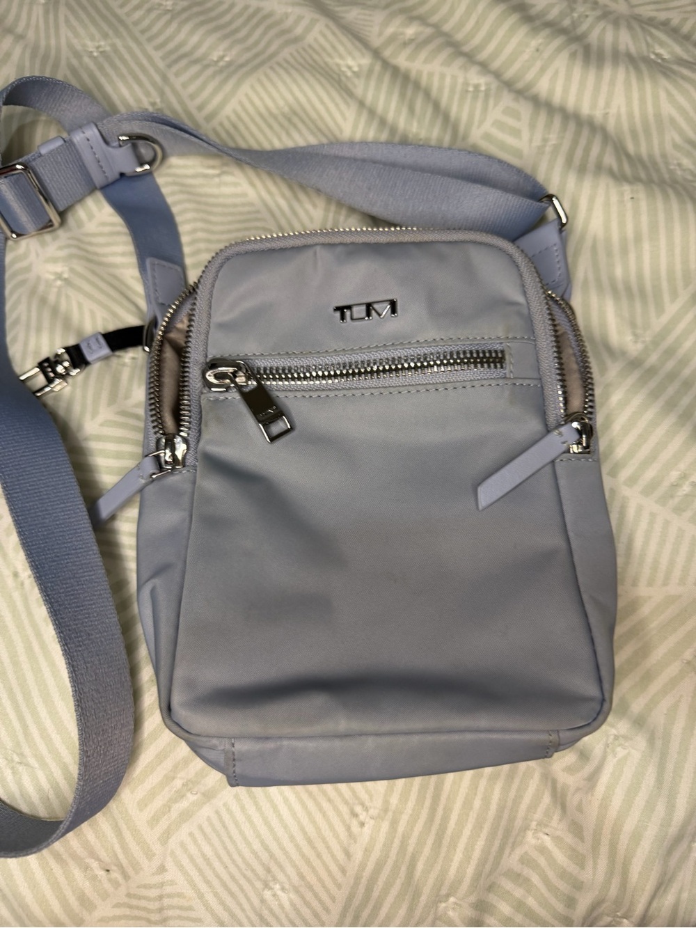 Tumi Light Blue Nylon Crossbody Belt Bag